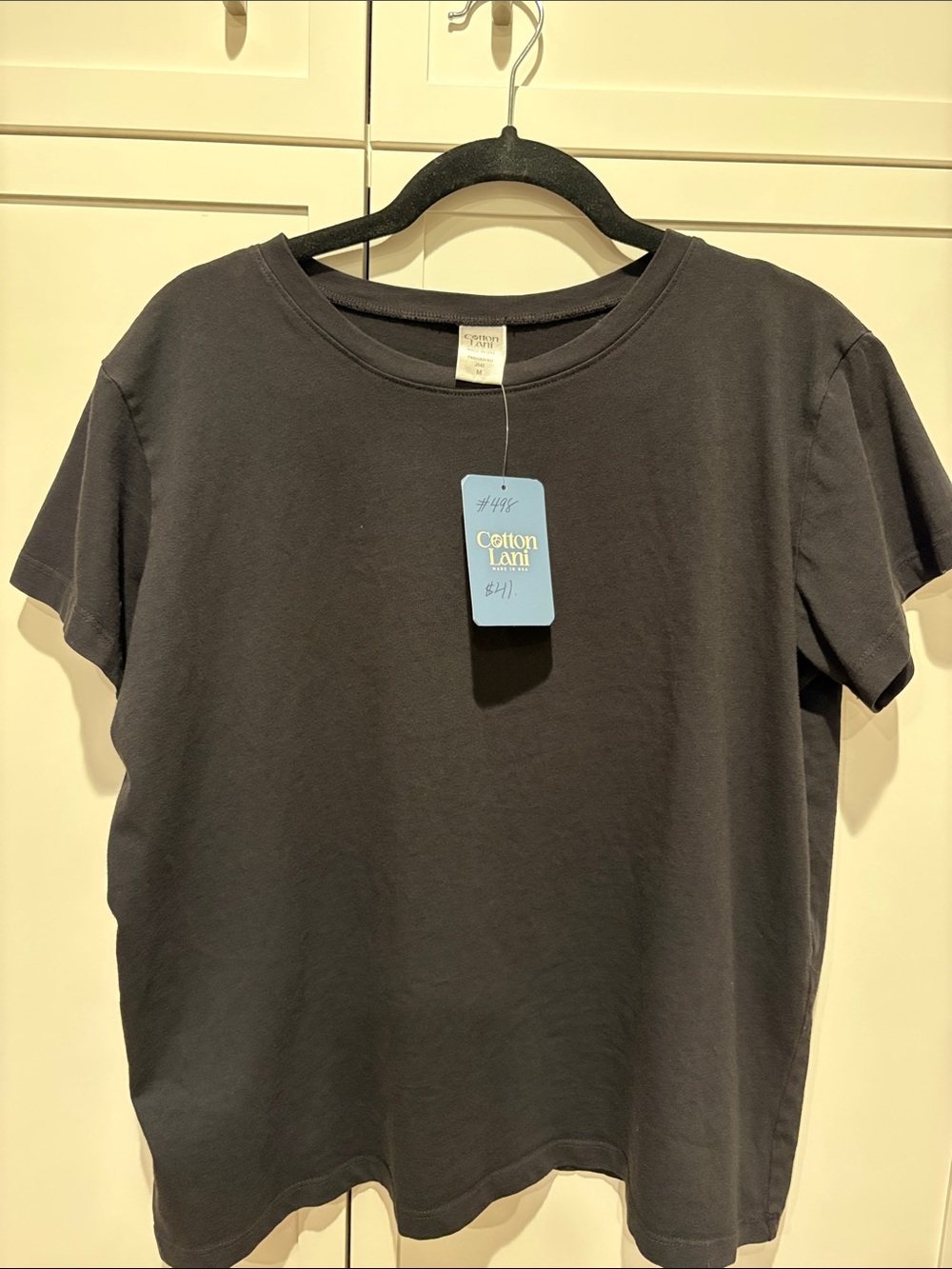 Cotton Lani brand Crew Neck Black Tee NWT Medium